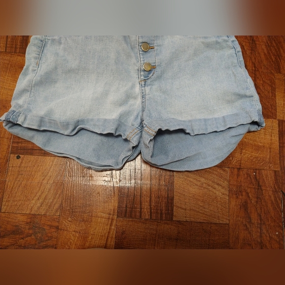 H&M Divided Light Blue Jean Shorts Cuffed Summer Button Fly Women's Size 14 - Picture 3 of 5